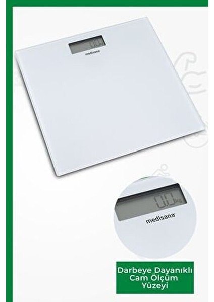 Dijital Baskül Beyaz Renkli Temperli Cam Tasarım 180 kg Kapasite ile Hassas Ölçüm