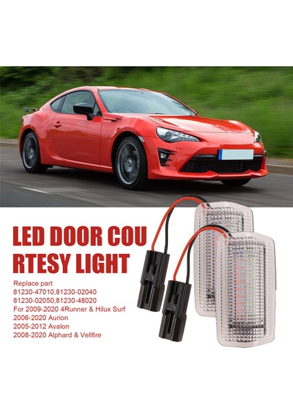 2pcs Beyaz Kırmızı Araba LED Kapı Nezaket Toyota Için Işık Istemek Prius Camry Alphard (Yurt Dışından) fırsatları