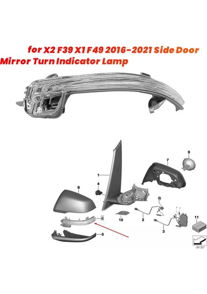 Bmw Için Araba Yan Kapı Ayna Turn Gösterge Lambası X2 F39 X1 F49 2016-2021 Dikiz Aynası Yan Işık 63137377963 Sol (Yurt Dışından) fiyatları