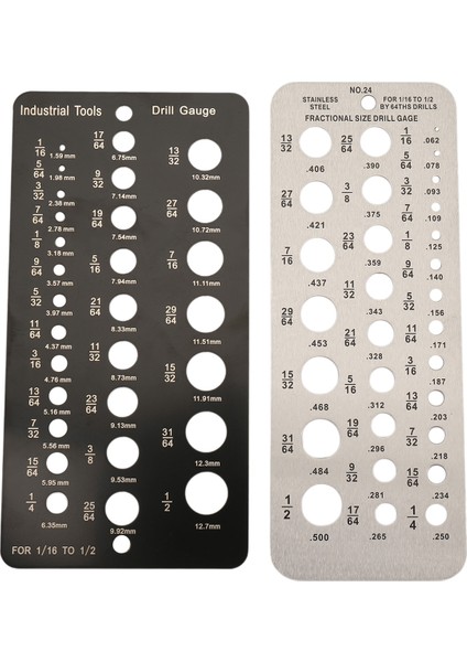 Matkap Ucu Göstergesi Fraksiyonel Matkap Biti Ölçümü, 29 Delikli Metrik Boyutu Matkap Bit Ölçer 1/16 Inç Ila 1/2 Inç Matkap Biti (Yurt Dışından)