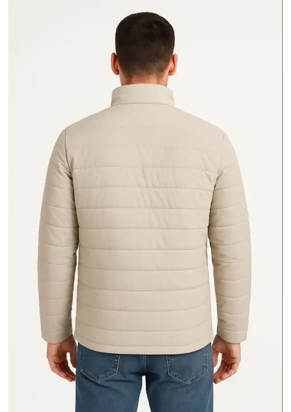 Erkek Bomber Mont Ceket – Su Itici Kumaş, Kapitone Astarlı, Fermuarlı, Kışlık - Bej fırsatları
