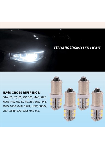 4x T11 BA9S T4W 233 Bayonet 10 Smd LED Araç Koolu Iç Yan Açık Beyaz (Yurt Dışından) fırsatları