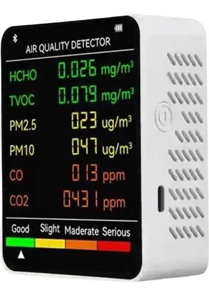 6 Arada 1 Çok Fonksiyonlu Hava Kalitesi Test Cihazı LCD Ekran Ev Kapalı Ofis Duvarı Monte Hava Kalitesi Test Cihazı (Yurt Dışından)