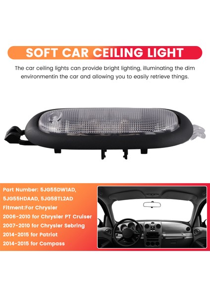 Switch ile Çatı Kubbesi Işığı 5JG55DW1AD 5JG55HDAAD 5JG58TL2AD Jeep Patriot Pusula Chrysler Sebring Okuma Harita Lambası (Yurt Dışından) indirimleri