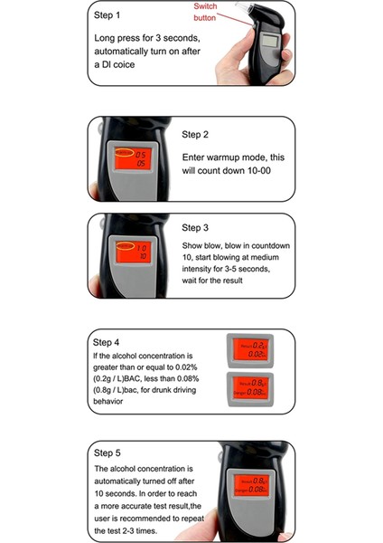 Araba Taşınabilir Nefes Alkol Test Cihazı El Breatyzer Alcotest Alkol Test Araçları Arka Işık Dijital Dijital Duı Metre (Yurt Dışından) fiyatları