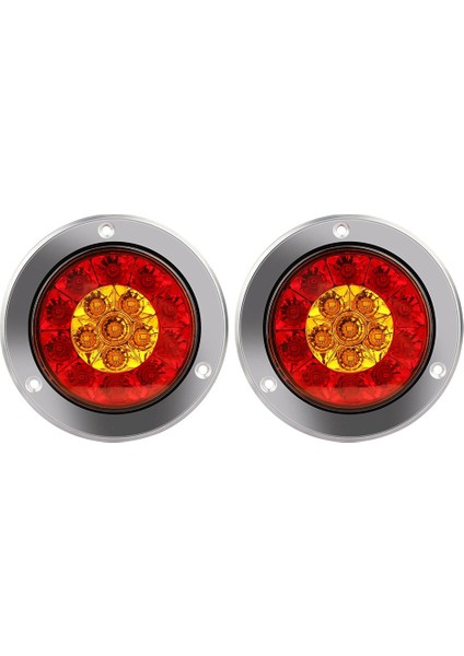 2pcs Kırmızı/amber 16 LED 4 Inç Turlu Kamyon Römorku Fren Durma Dönüş Sinyali Kuyruk Işıkları Su Geçirmez 12-24V (Yurt Dışından)