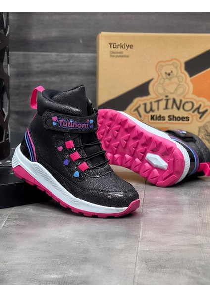 Kız Çocuk Kışlık Kaymaz Taban Su Geçirmez Cırt Cırtlı Yarım Bot