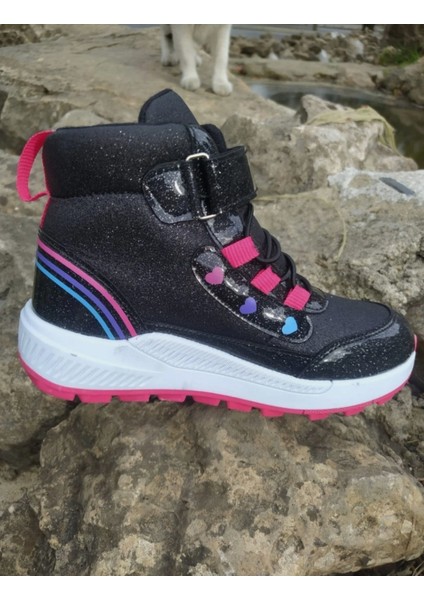 Kız Çocuk Kışlık Kaymaz Taban Su Geçirmez Cırt Cırtlı Yarım Bot indirimleri