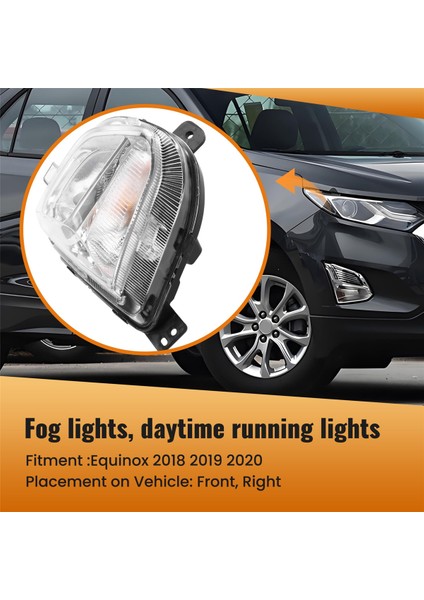 Araba Ön Sağ Drl Sis Işığı Chevrolet Equinox 2018-2020 Otomatik Sürüş Lambası Gündüz Çalışma Işık Tampon Lambası (Yurt Dışından) fırsatları