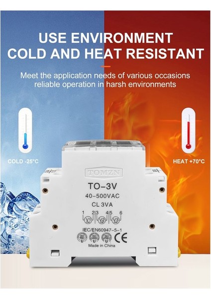 Tomzn Din Rayı 18MM Voltaj Ölçer Ac 40-500V Üç Faz Modüler Voltmetre Göstergesi LED Dijital Ekran Dedektörü, Beyaz (Yurt Dışından)