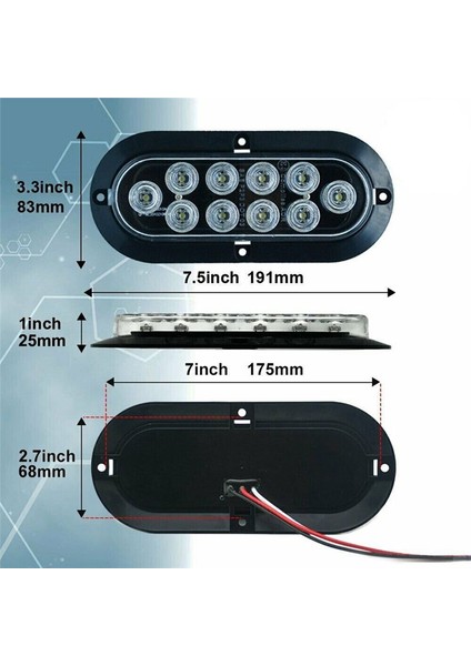 6 Inç LED Set Kenar Işık Kuyruk Işık Dönüş Sinyal Işık Fren Işık Araç Aksesuarları Kırmızı (Yurt Dışından) modelleri