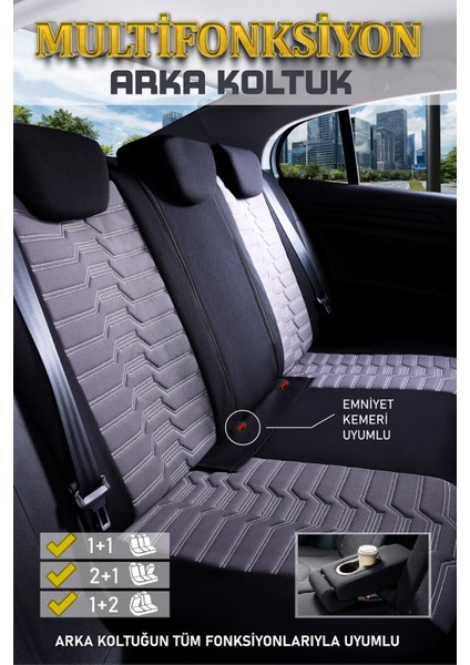 Volvo XC70 Deri Detaylı Oto Koltuk Kılıfı Ön Arka Takım Platinium Seri Siyah Füme Scr fiyatları