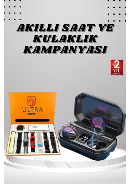 Yeni Nesil Akıllı Saat ve Bluetooth Kulaklık Kampanyası Dijital Göstergeli Powe - M946R655-K29