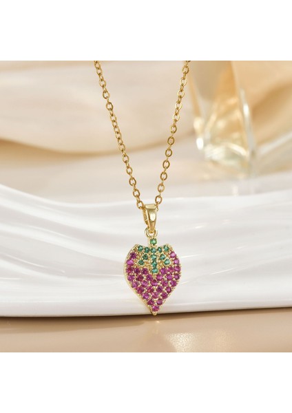 Yeni Basit Kakma Zirkonya Yay Kolye Kadın Basit Yüksek Sınıf Mücevher Duygusu Titanyum Çelik Renk Kaybetmez (Yurt Dışından)