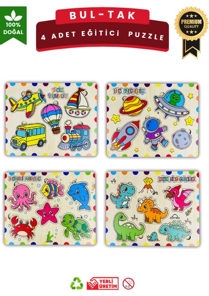 Ahşap Eğitici Puzzle – 4’lü Erkek Çocuk Seti Puzzle Oyuncak fiyatları