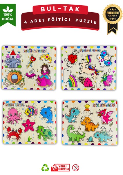 Ahşap Eğitici Puzzle – 4’lü Kız Çocuk Seti Puzzle Oyuncak fiyatları