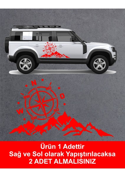 Dağ ve Pusula Sticker - 4x4, Offroad, Kamp Sticker - Araba Oto Motosiklet Karavan Etiket 02171