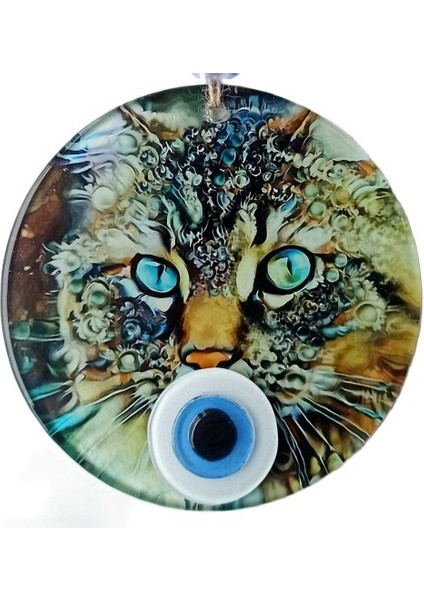 Nazar Boncuklu Füzyon Cam Kedi Duvar Süsü