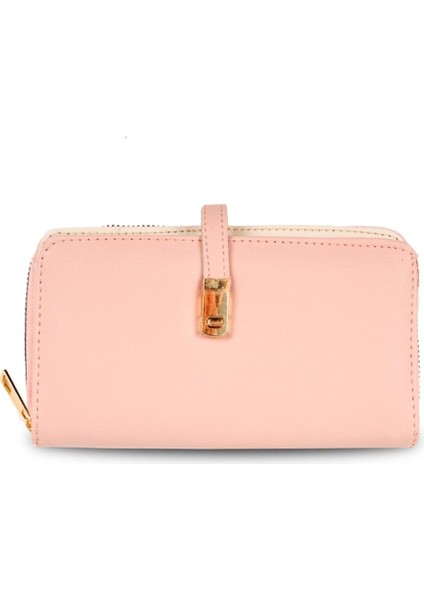 Pudra Renk Fermuarlı Kadın Cüzdan