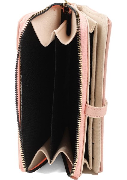 Pudra Renk Fermuarlı Kadın Cüzdan indirimleri