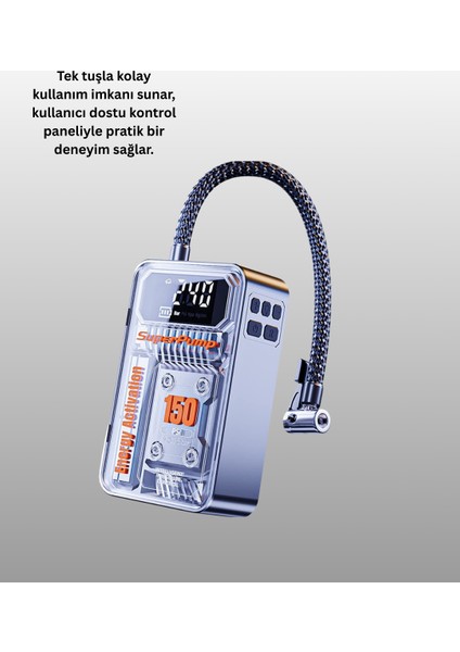Mini Boy Elektrikli Şarjlı Yüksek Basınçlı Lastik Şişirme Pompası - M726R240-K46726 fırsatları