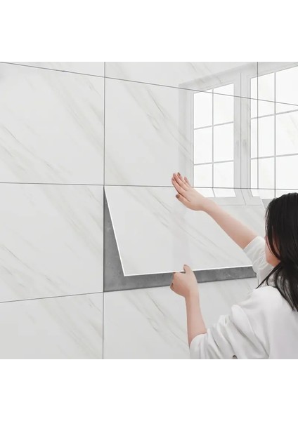 Duvar Stickeri Deseni Beyaz Mermer Alüminyum Plastik