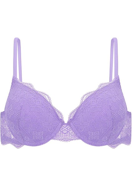Anna 2735 Dantelli Dekolte Dolgulu Push-Up Sütyen ve Külot Takımı- Lila modelleri