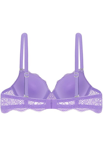 Anna 2735 Dantelli Dekolte Dolgulu Push-Up Sütyen ve Külot Takımı- Lila fırsatları