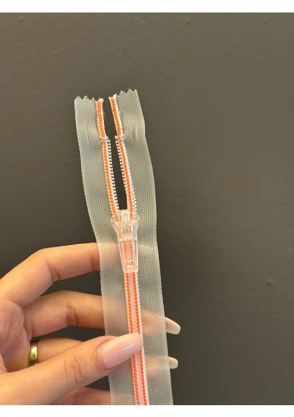 24X3 cm Turuncu Dişli Transparan Fermuar modelleri