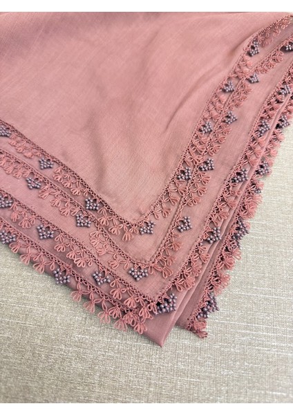 Anne Eli Ile Işlenmiş Tığ Oyalı Yazma Örtü Yerli Üretim 100X100CM