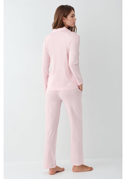 Kadın Giyim 2 Adet Pamuklu & Modal Uzun Kol Gömlek Pijama Takımı (Modal Şort Hediyeli) indirimleri