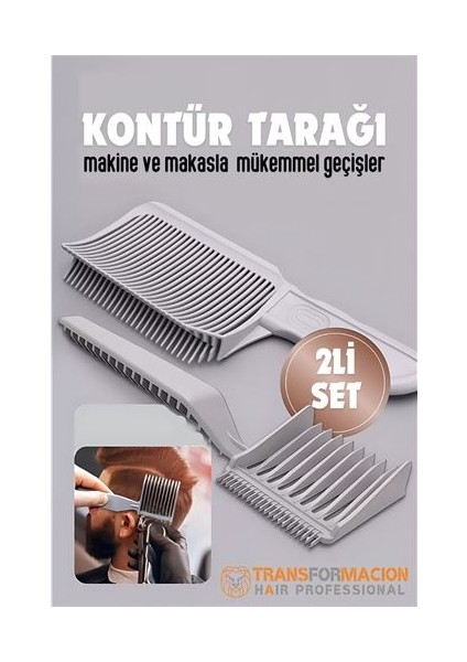 Kuaför Berber Kavisli Kontur Kesim Tarağı 2 Li Set
