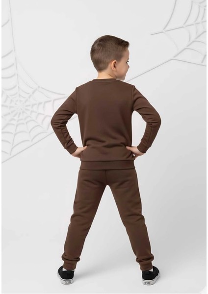 Erkek Çocuk Örümcek Adam Baskılı Kahverengi Eşofman Takımı fiyatları