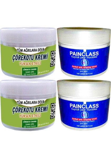 Çörek Otu Kremi 2 Adet 150 ml + 2 Adet Painclass 100 ml Kuyruk Yağı Kremi / Teskin Krem Seti