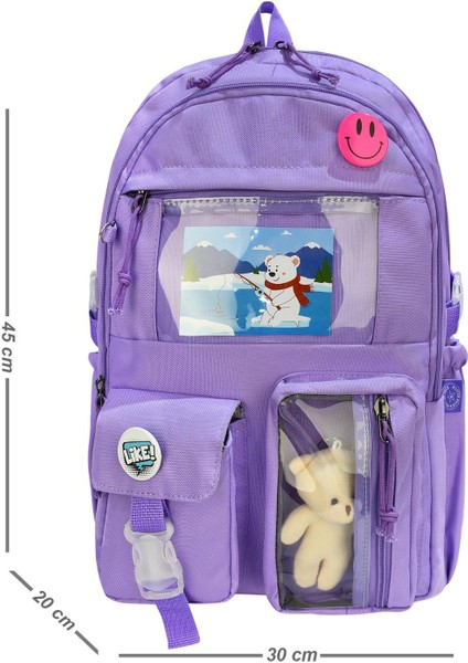 Kore Tarzı Okul Çantası Aksesuarlı Ortopedik Kız Çocuk Sırt Çantası Beslenme ve Kalemlik modelleri