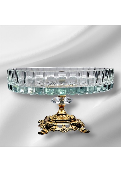 El Yapımı Kesme Kristal Vertical Kesim 25 cm Dekoratif Sunumluk Kase fırsatları