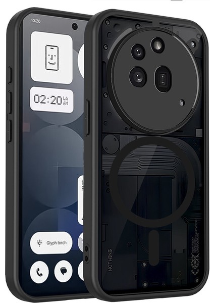 Nothing Phone 3A Pro Kılıf, Manyetik Yarı Saydam Mat Darbeye Dayanıklı ve Parmak Izi Önleyici Koruyucu Kılıf-Siyah (Yurt Dışından)