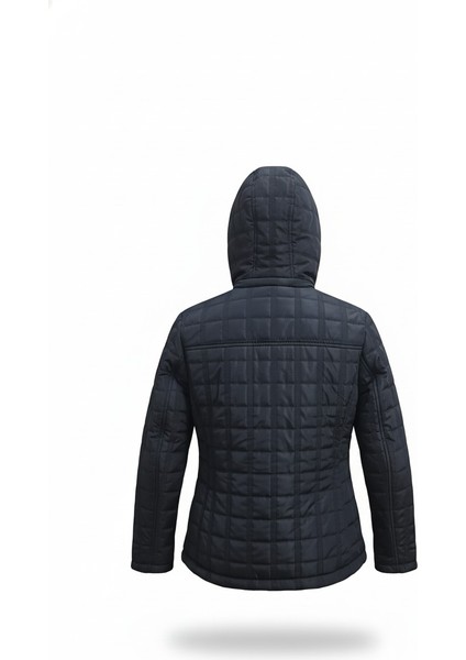 Erkek Lacivert Kapüşonlu Içi Kürklü Şişme Su Itici Rüzgar Geçirmez Mont modelleri