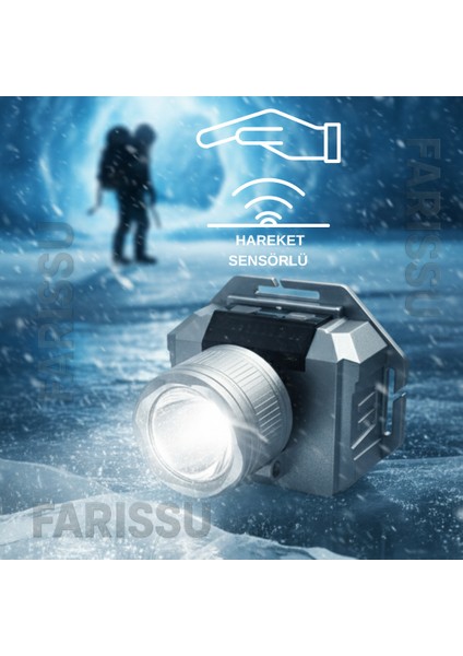 Çok Fonksiyonlu Şarj Edilebilir Kafa Lambası (Sdr-X1) - Sensörlü, Solar ve Powerbank Özellikli