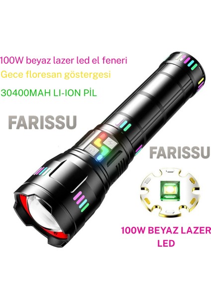 OR-W518 Ultra Güçlü Beyaz Lazer LED El Feneri | 100W, 6000 Lümen, 2 Km Zoom Menzil Powerbank Özellikli modelleri