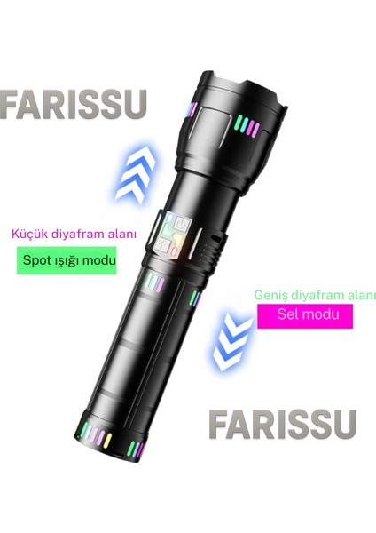 OR-W518 Ultra Güçlü Beyaz Lazer LED El Feneri | 100W, 6000 Lümen, 2 Km Zoom Menzil Powerbank Özellikli fırsatları