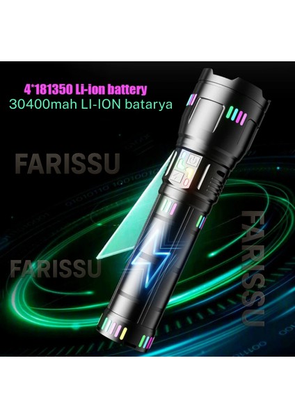 OR-W518 Ultra Güçlü Beyaz Lazer LED El Feneri | 100W, 6000 Lümen, 2 Km Zoom Menzil Powerbank Özellikli