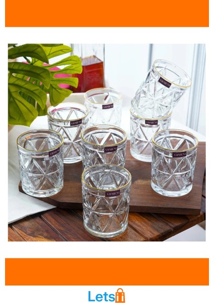 6'lı Şık Kristal Meşrubat Bardağı 300 ml Gold modelleri