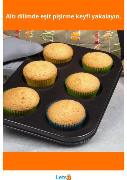 6'lı Yapışmaz Muffin Kek Kalıbı Dayanıklı ve Isıya Dirençli fiyatları