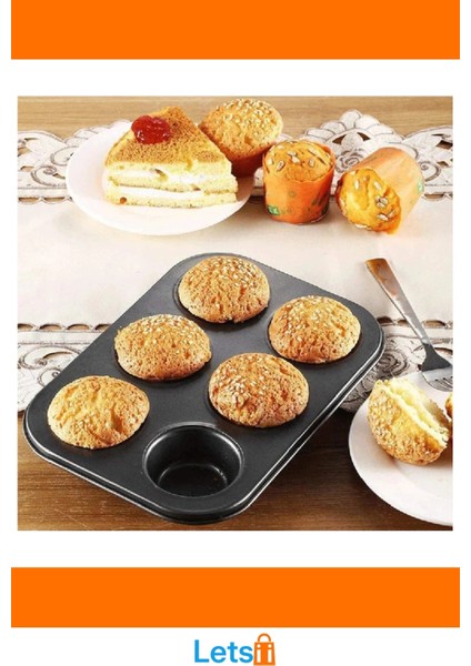 6'lı Yapışmaz Muffin Kek Kalıbı Dayanıklı ve Isıya Dirençli fırsatları