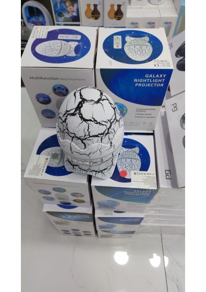 Kuzey Işıkları Projektörlü Dinazor Yumurtası Gece Lambası – Bluetooth Müzik, Kumandalı modelleri