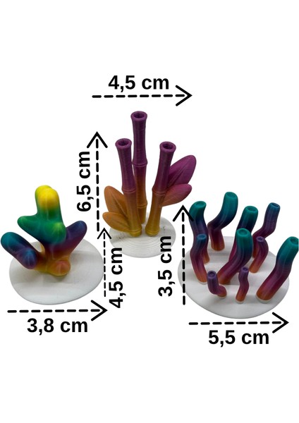 Akvaryum Mercan Dekor Seti – 3’lü Renk Geçişli Mercan Modelleri (Karışık Renk Gönderim) fiyatları