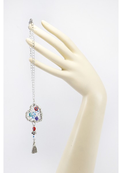 Cam Nazar Boncuklu Metal Kalp Dikiz Ayna Süsü Yılbaşı Ağacı Süsü indirimleri