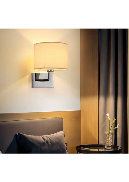 Otel Tipi Duvar Apliği Kollu Kumaş Abajur Modern Duvar Lambası