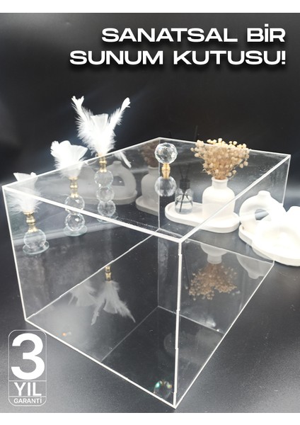 Kristal Topuzlu Şeffaf Kutu | Damat, Gelin, Bohça, Nişan, Sunum ve Ürün Sergileme Için Akrilik Kutu